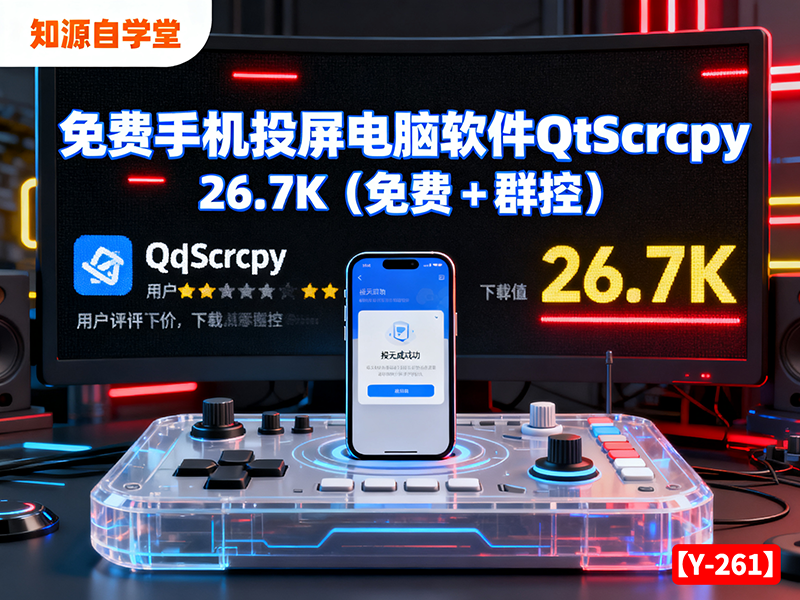 【y-261】免费手机投屏电脑软件QtScrcpy 26.7K（免费 + 群控）