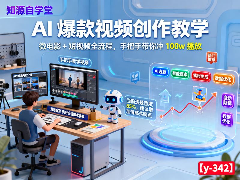 【y-342】AI 爆款视频创作教学：微电影 + 短视频全流程，手把手带你冲 100w 播放