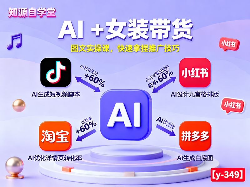 AI +女装带货！图文实操课，快速拿捏推广技巧【y-349】